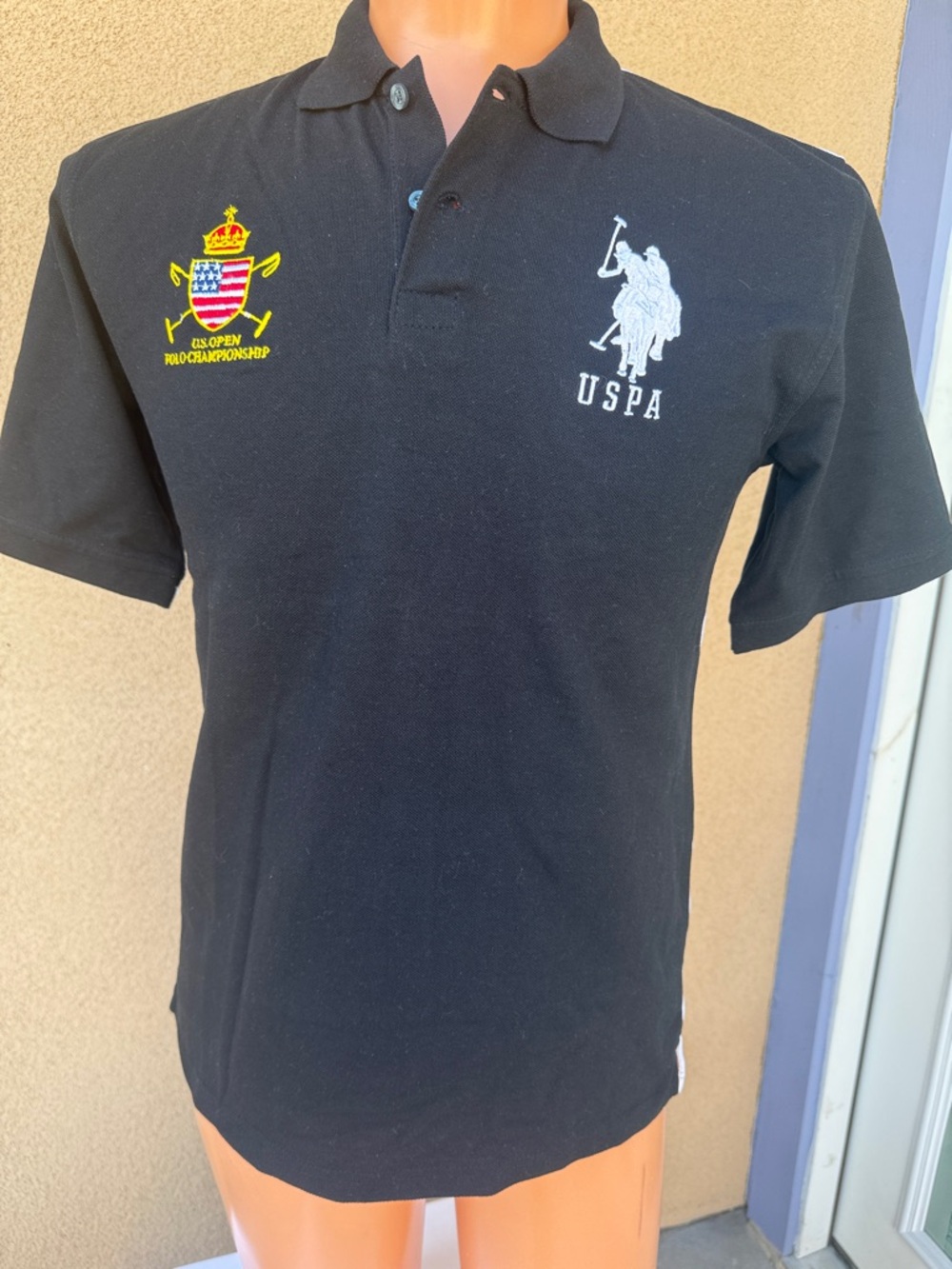 U.S. Polo Assn. Black Men's Polo with Embroidered Crest and Logo
